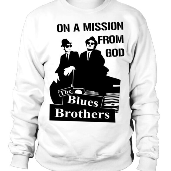 Julia A Tops - Blues Brothers On A Mission From God Sweatshirt Movie Graphic Fan Gift Retro 05